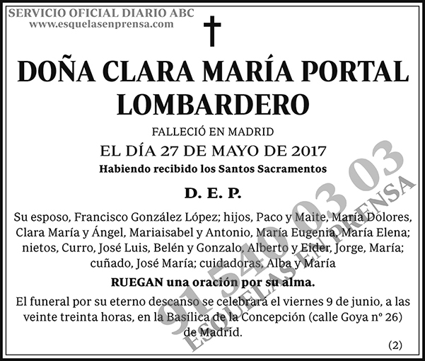 Clara María Portal Lombardero